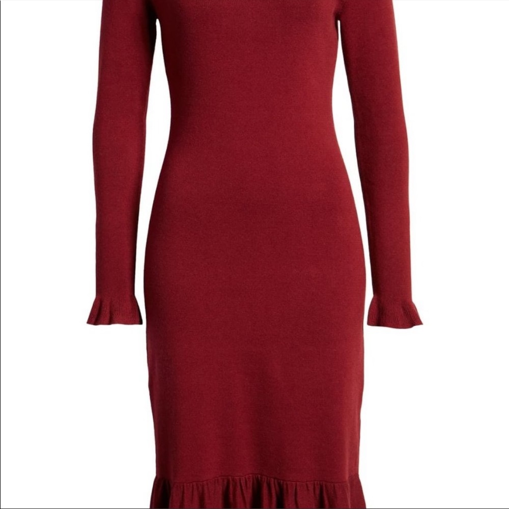 RACHEL PARCELL Ruffle Trim Knit Sweater Dress - Picture 2 of 5
